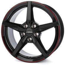 Ronal R69 Jetblack-Red Rim