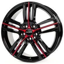 Ronal R57 Jetblack-Red Spoke